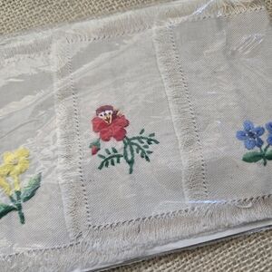 Hand Embroidered Cocktail Napkins, Made In JAMAICA